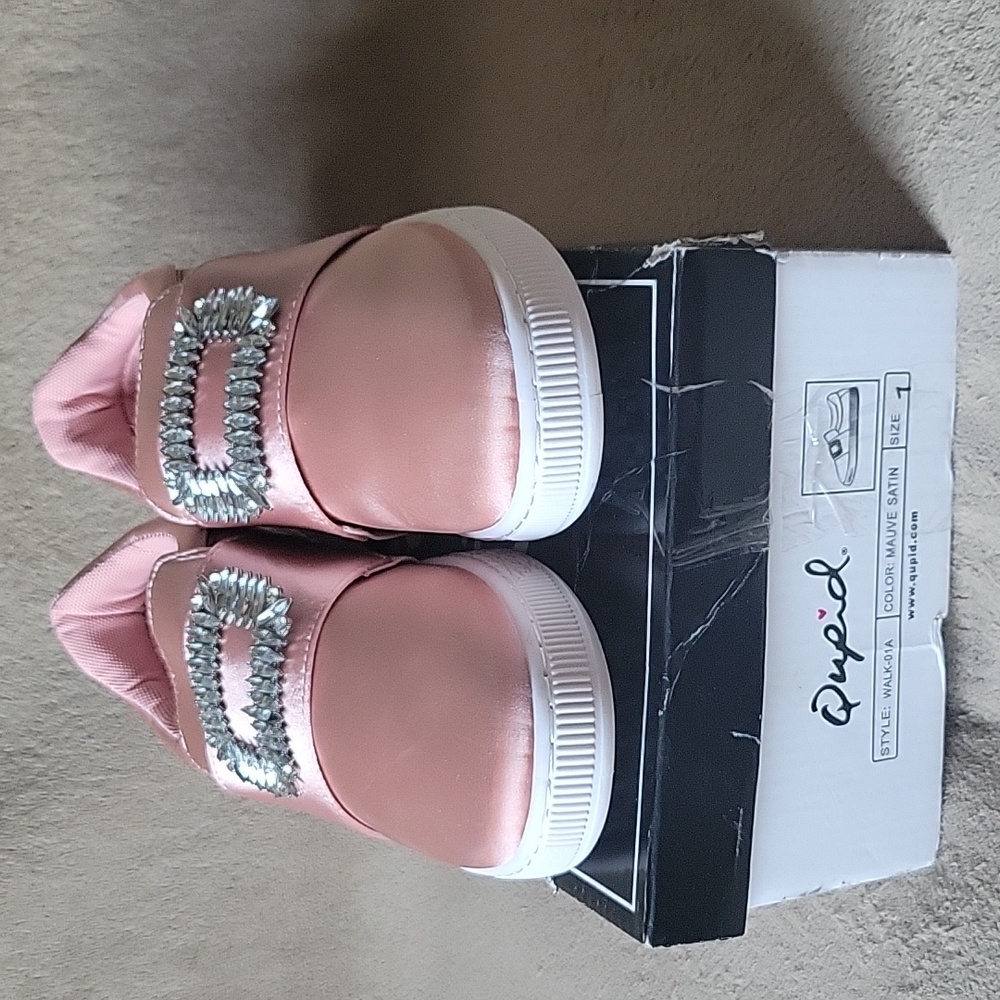 Qupid Walk About Mauve Satin Sneakers - Picture 5 of 5